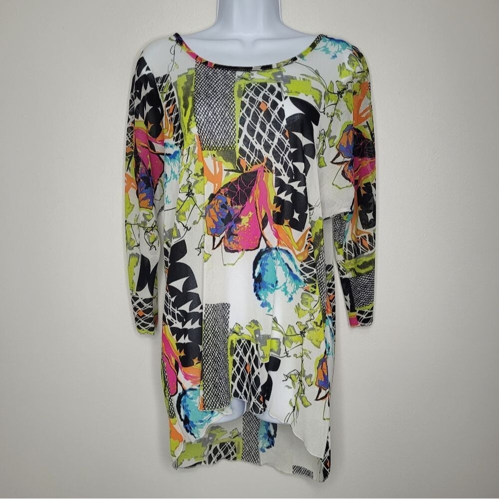 Kaktus mixed print funky nylon maximalist bright graffiti grunge tip size L